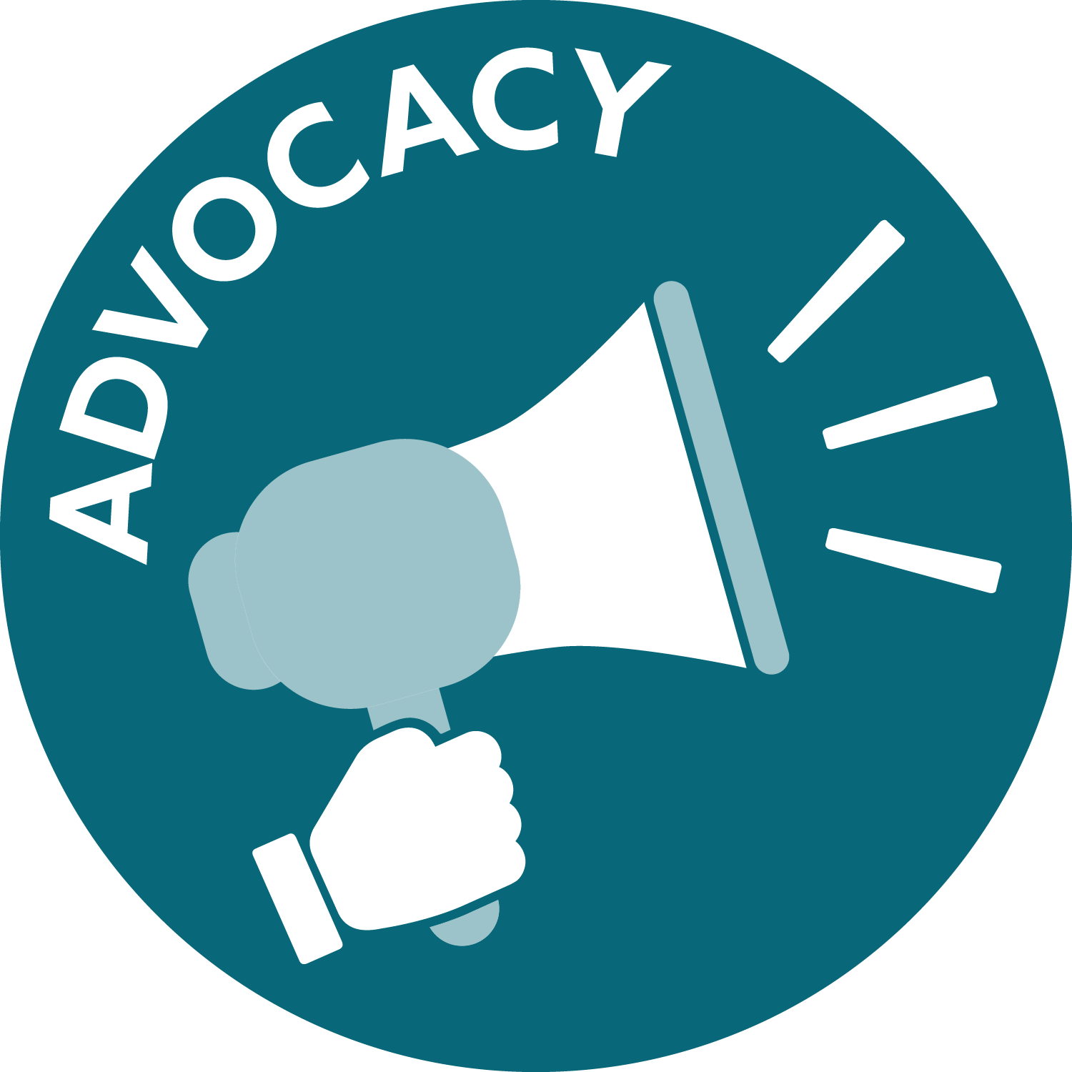Advocacy. Icon of a hand holding a megaphone