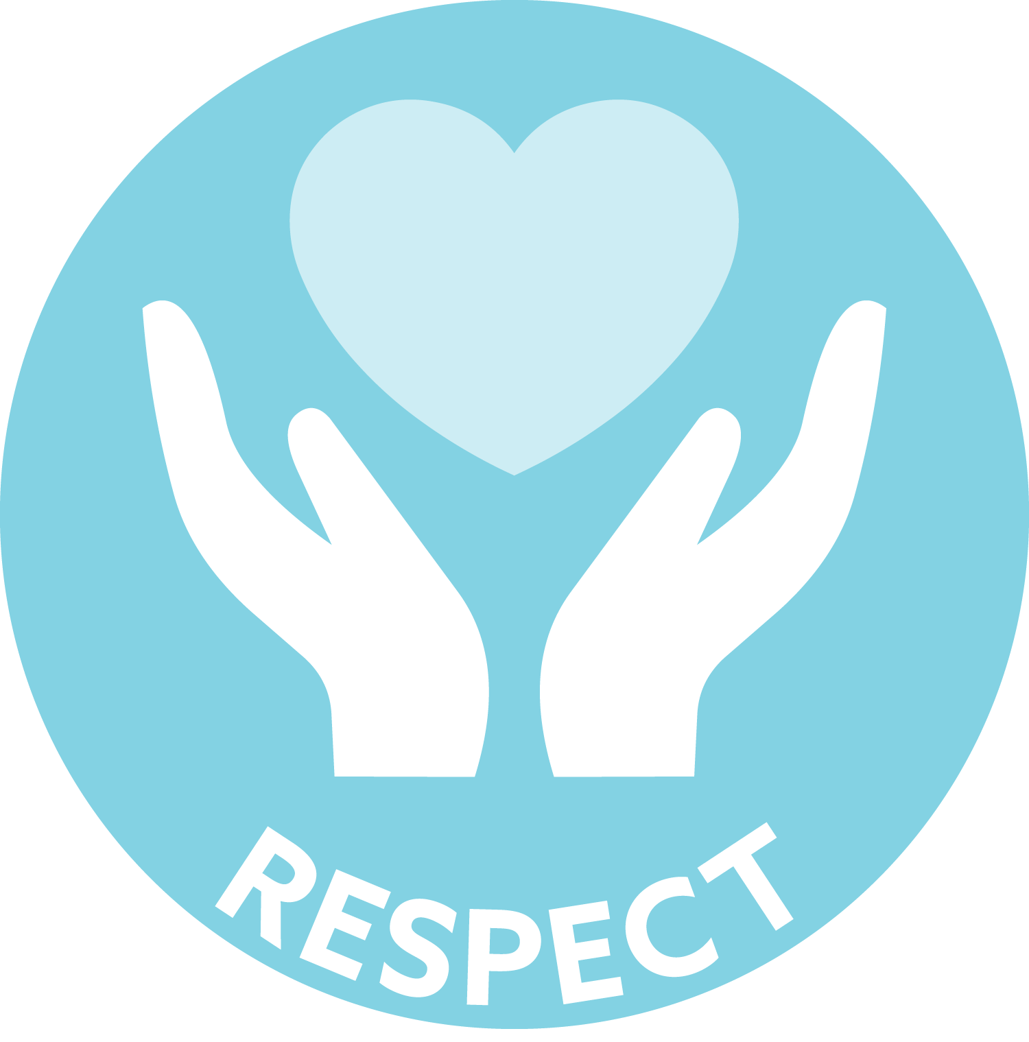 Respect: icon of two hands holding a heart